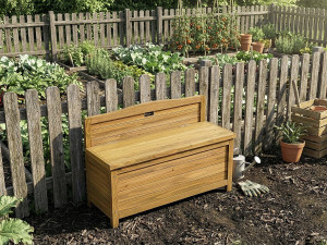 Ben" wooden garden bench - 90 x 33 x 60 cm - Brown 2