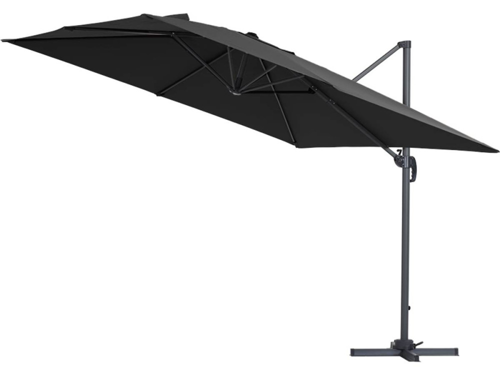 Deported outdoor Alu garden umbrella "Sun 3" - Square - 3 x 3 m - Black + protective cover