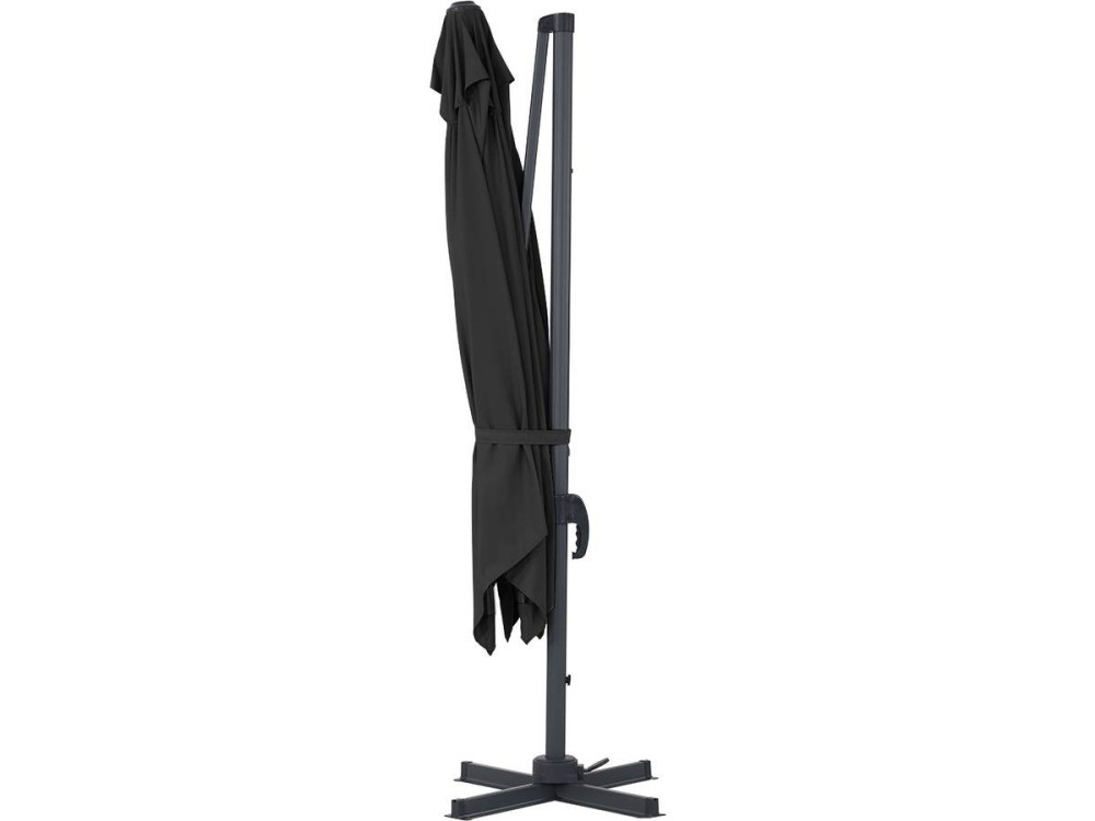 Deported outdoor Alu garden umbrella "Sun 3" - Square - 3 x 3 m - Black + protective cover