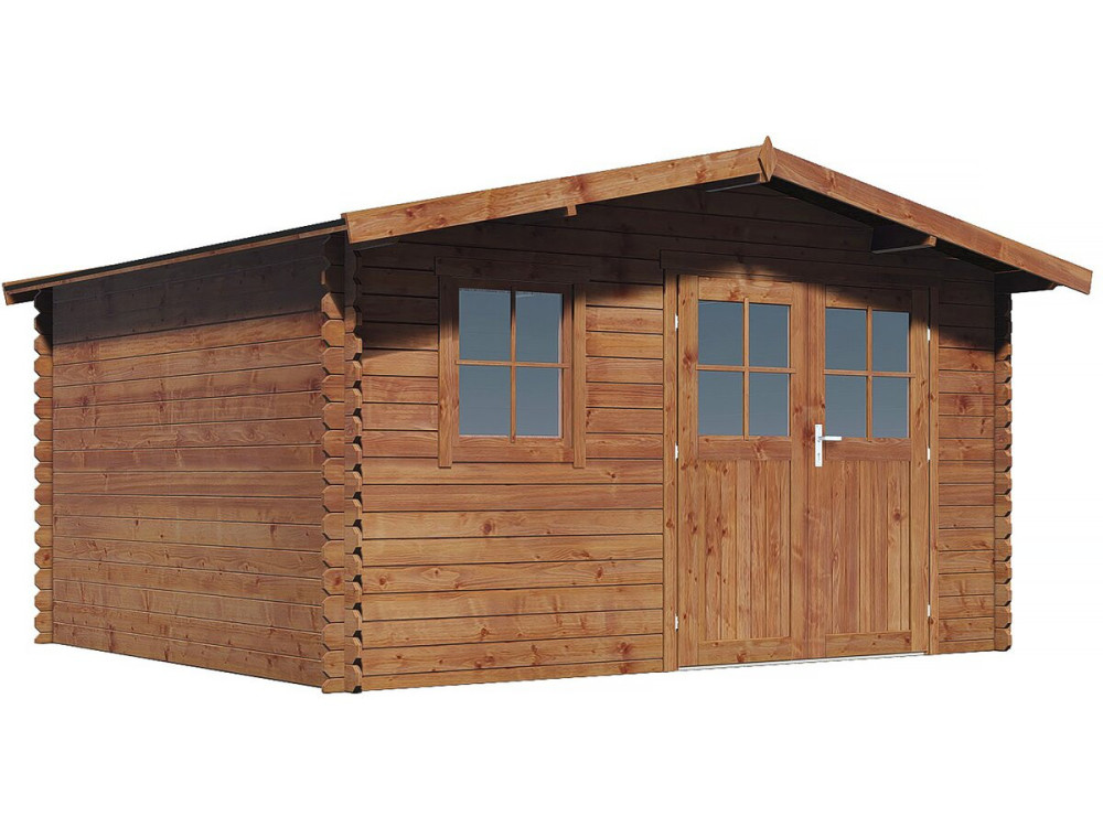 14 m² "Valmont" autoclave-treated brown wooden garden shed - 28 mm