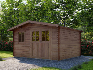 14 m² "Valmont" autoclave-treated brown wooden garden shed - 28 mm 2
