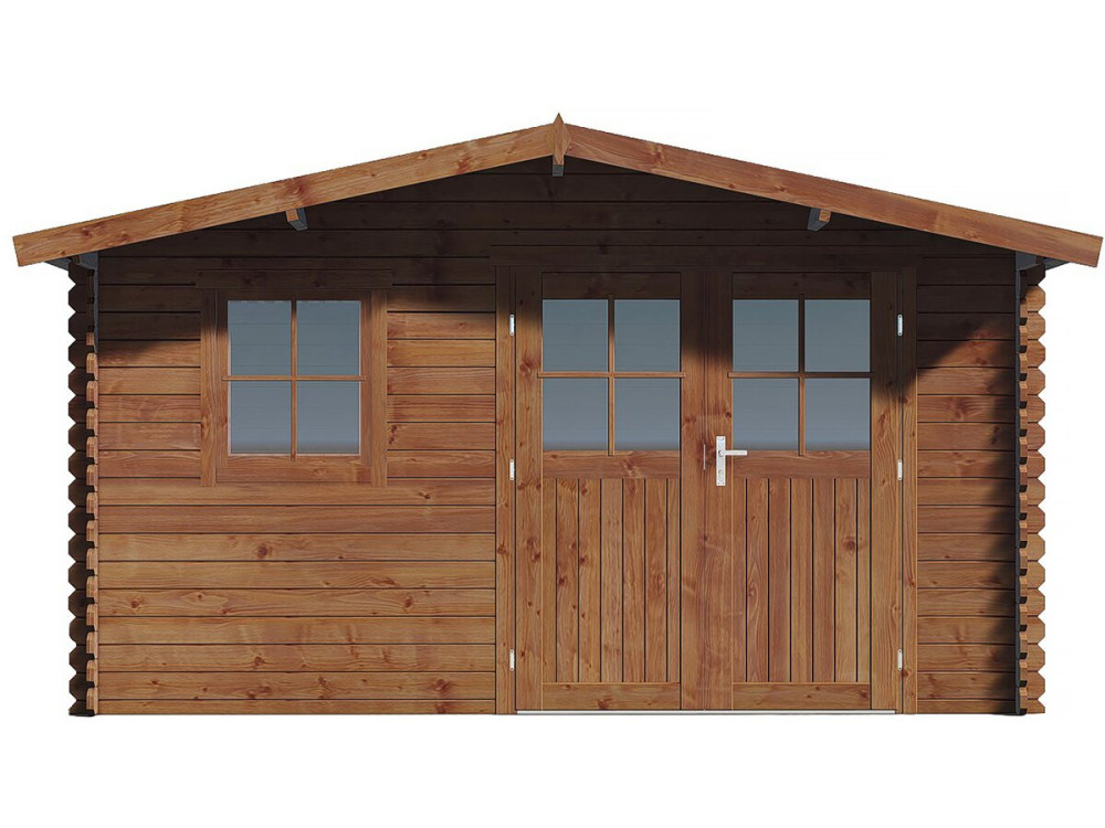 14 m² "Valmont" autoclave-treated brown wooden garden shed - 28 mm