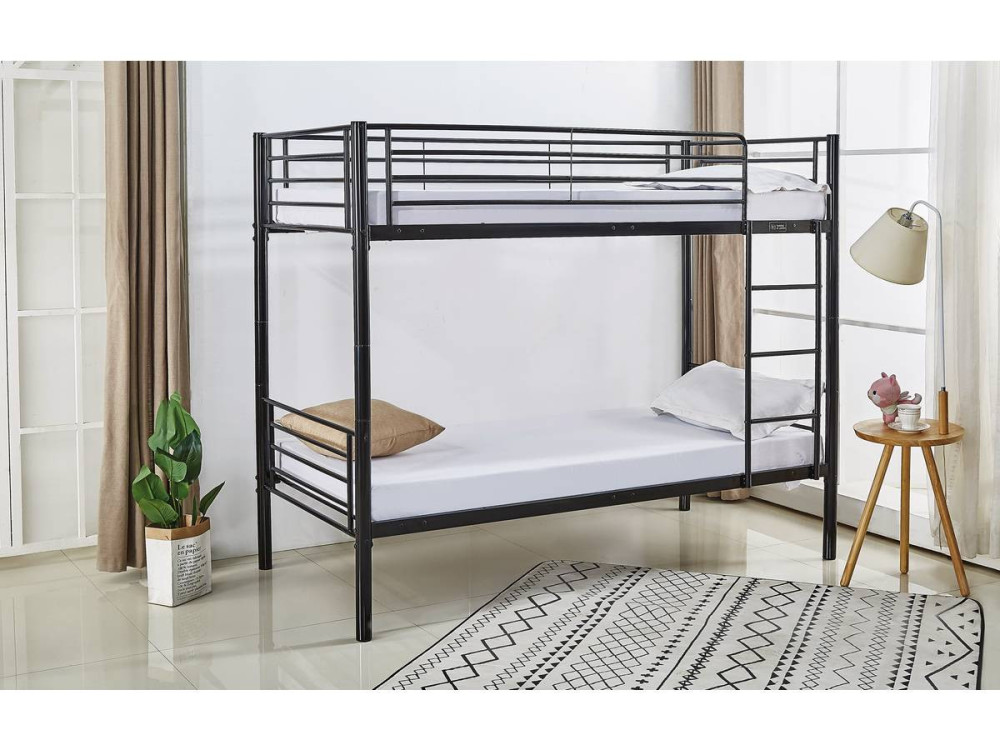 Bunk bed  "ADAM" - 200 x 97,5 x 165 cm - Metal - Black