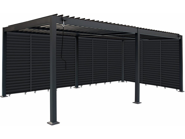 Bioclimatic pergola with 9 "Kensington" aluminum louvers - 3 x 6 m - Gray