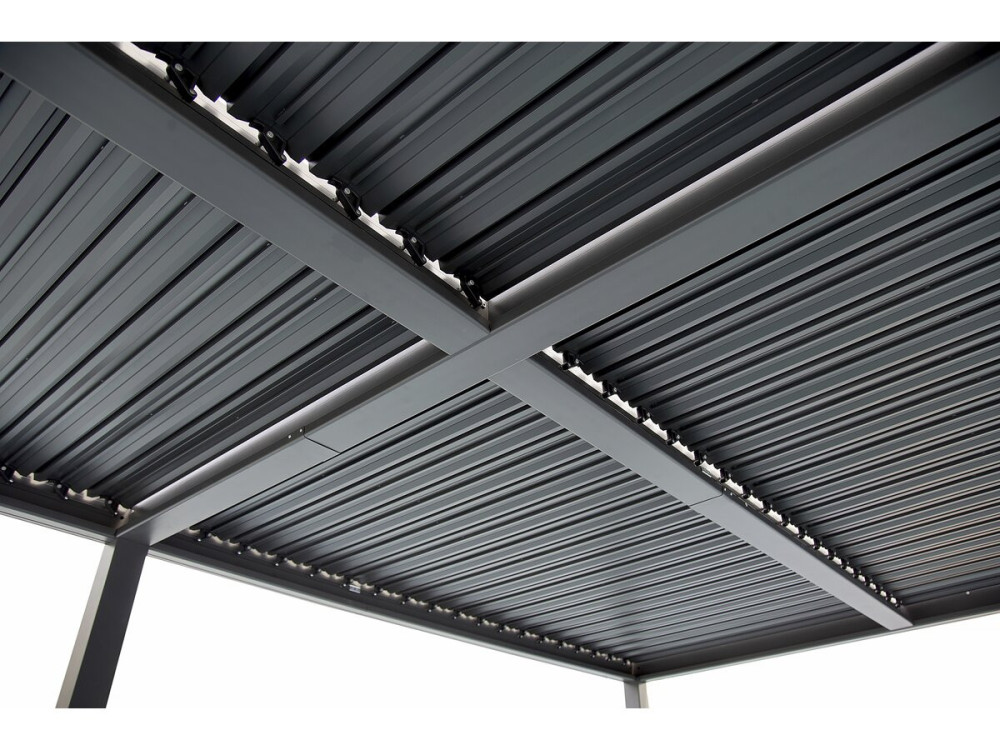 Bioclimatic pergola with 9 "Kensington" aluminum louvers - 3 x 6 m - Gray