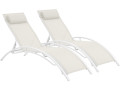 Set of 2 Aluminium Sun Bathing Lounge - Beauty - "Phoenix" - Beige - Ecru