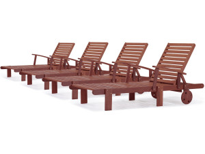 Exotic wooden Folding Sun lounger  "Tokyo" - Mohogany - acajou Brown - Set of 4