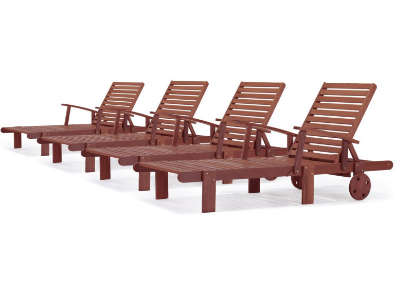 Exotic wooden Folding Sun lounger  "Tokyo" - Mohogany - acajou Brown - Set of 4
