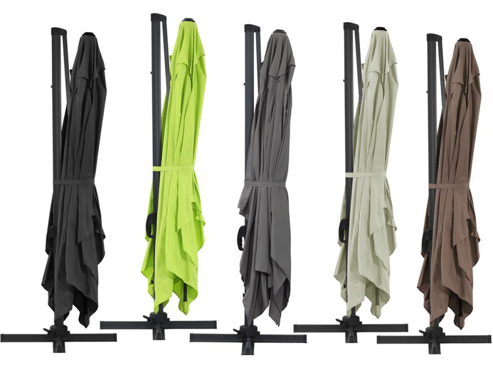 Cantilever Garden Umbrella in Aluminium "Sun 4" - Rectangular - 3m x 4m (9ft 10in. x 13ft. 1in.) - Taupe - Base Weights Included