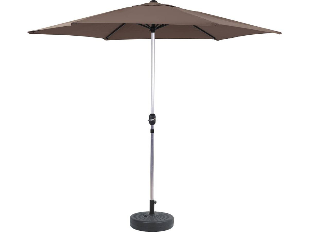 Straight Alu garden parasol "Sol" - Round - Ø 3m - Grey - With weighted base