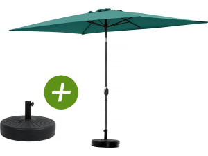 Garden parasol umbrella "Sol 2"" - Rectangular - 2 x 3 m - Green - Base stand included