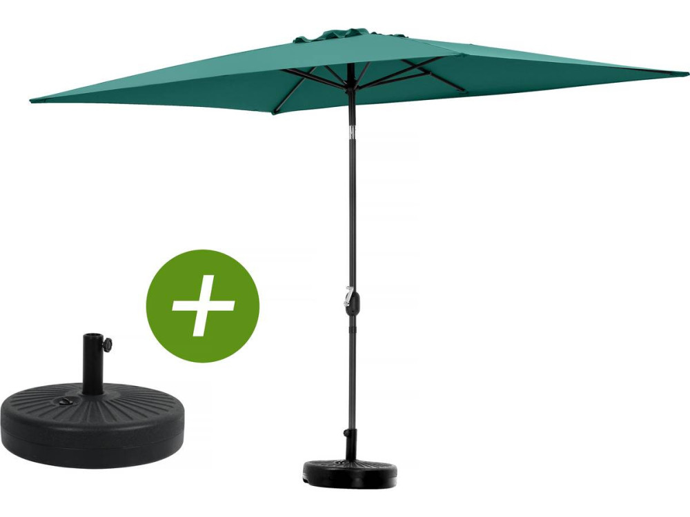 Garden parasol umbrella "Sol 2"" - Rectangular - 2 x 3 m - Green - Base stand included