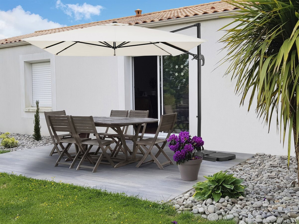 Sky 4" aluminium deported garden parasol - 3 x 4 m - Ecru