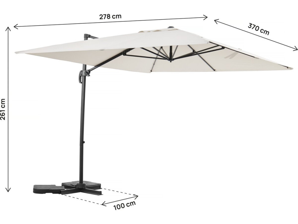 Sky 4" aluminium deported garden parasol - 3 x 4 m - Ecru