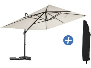 Sky 4” aluminium deported garden parasol - 3 x 4 m - Ecru - With cover