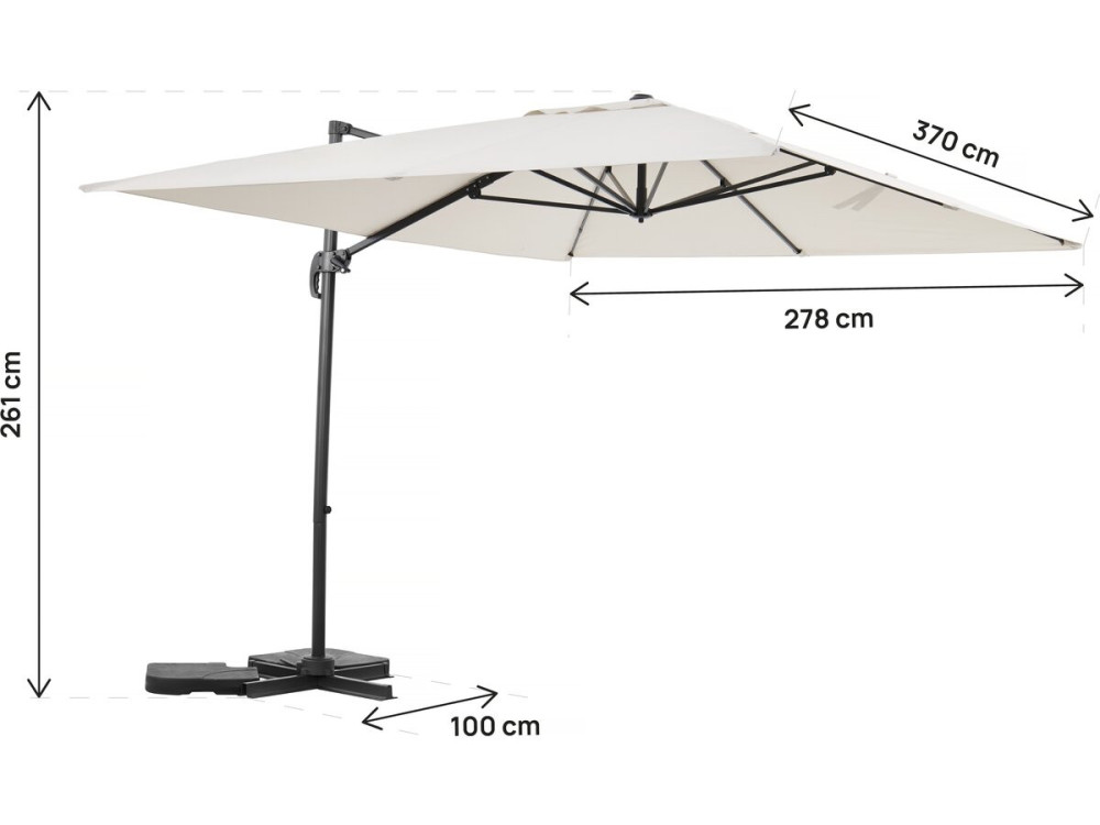 Sky 4” aluminium deported garden parasol - 3 x 4 m - Ecru - Ballast included