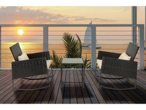 Garden resin wicker rocking garden furniture - Black 2