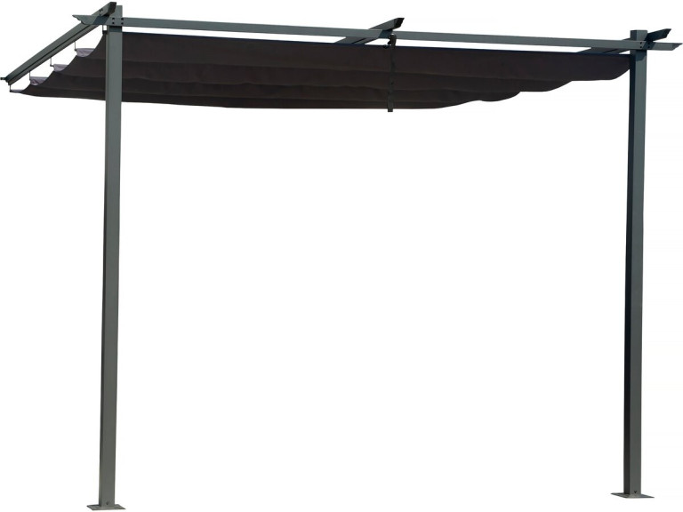 Lean-to pergola with retractable roof - 3 x 3 m - Anthracite grey