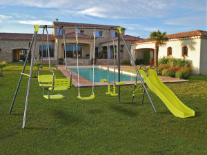 Ludo II" metal gantry with slide and 4 apparatus - Green 2