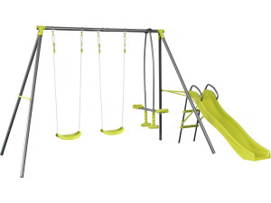Enzo II" metal gantry with slide - 4 apparatus - Green