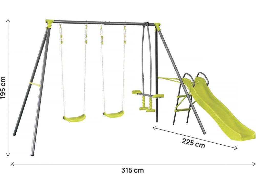 Enzo II" metal gantry with slide - 4 apparatus - Green