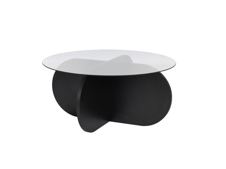 Aeris" wooden coffee table - 75 x 75 x 35 cm - NoirFumée wood