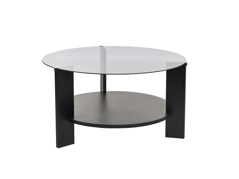 Clara" wooden coffee table - 75 x 75 x 40 cm - NoirFumée wood