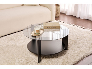 Clara" wooden coffee table - 75 x 75 x 40 cm - NoirFumée wood 2