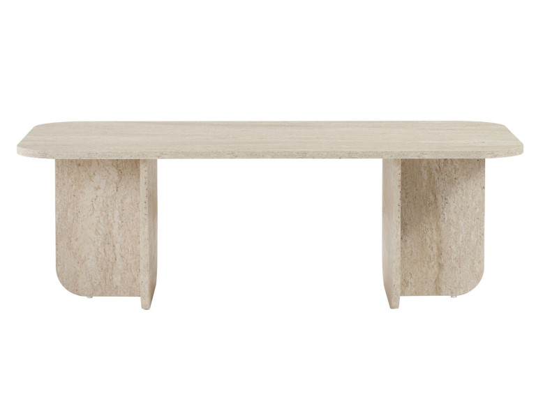 Akira" wooden coffee table 120 x 60 x 41 cm - Travertine