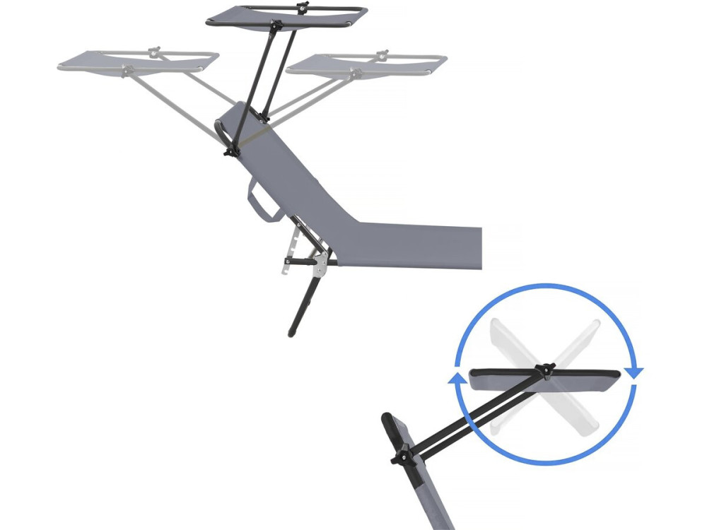 Set of 2 "Lazy" folding sunbeds - With sunshade - Grey