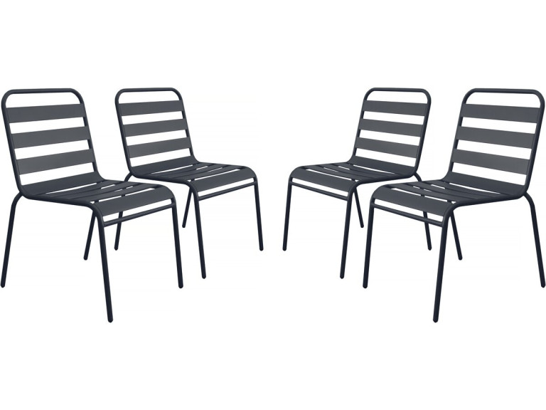 Set of 4 stackable metal garden chairs "Bilbao" - Grey