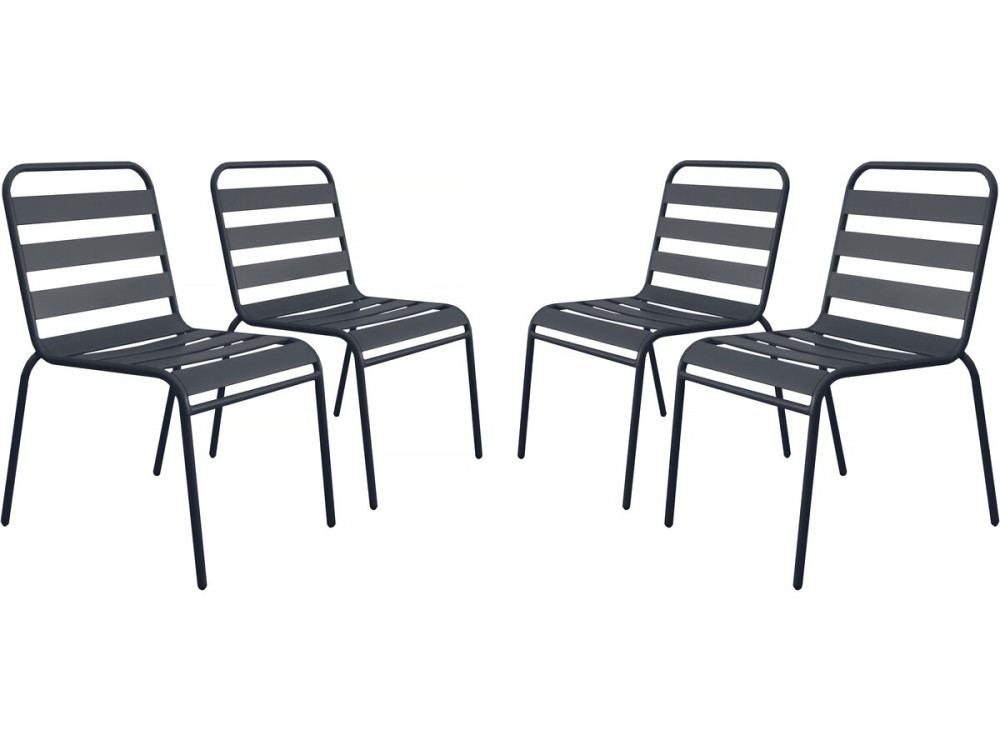 Set of 4 stackable metal garden chairs "Bilbao" - Grey
