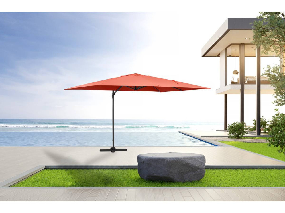 Sun 4" deported parasol - 3 x 4 m - Red