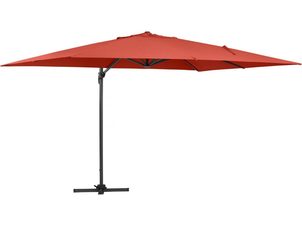 Alu "Sun 4 " deported garden parasol - Rectangle - 3 x 4 m - Red - Weighted slabs included