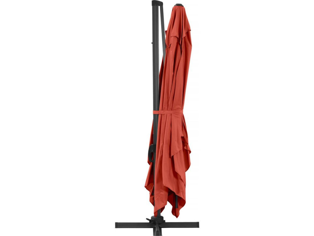 Alu "Sun 4 " deported garden parasol - Rectangle - 3 x 4 m - Red - Weighted slabs included