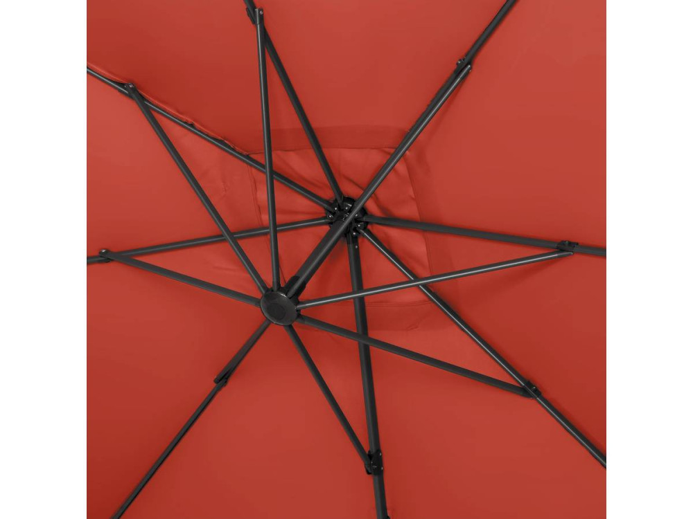 Alu "Sun 4 " deported garden parasol - Rectangle - 3 x 4 m - Red - Weighted slabs included