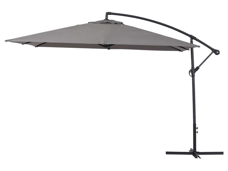 Overhanging Parasol Alu "Ilios 3" - square - 9'10" x 9'10" - Grey