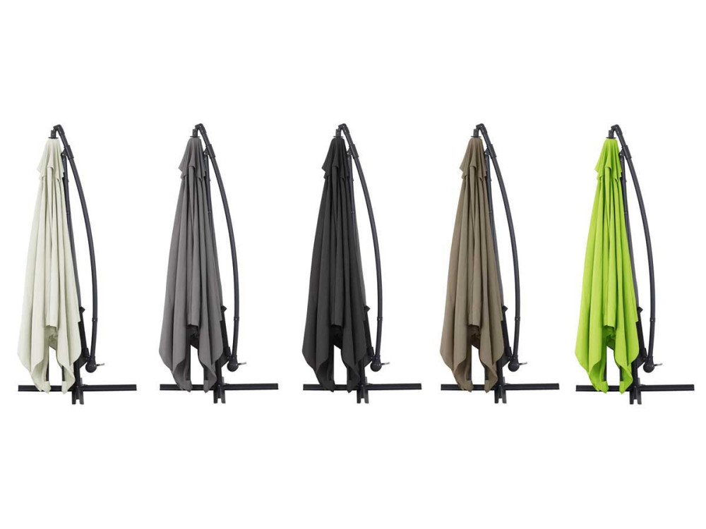Overhanging Parasol Alu "Ilios 3" - square - 9'10" x 9'10" - Grey