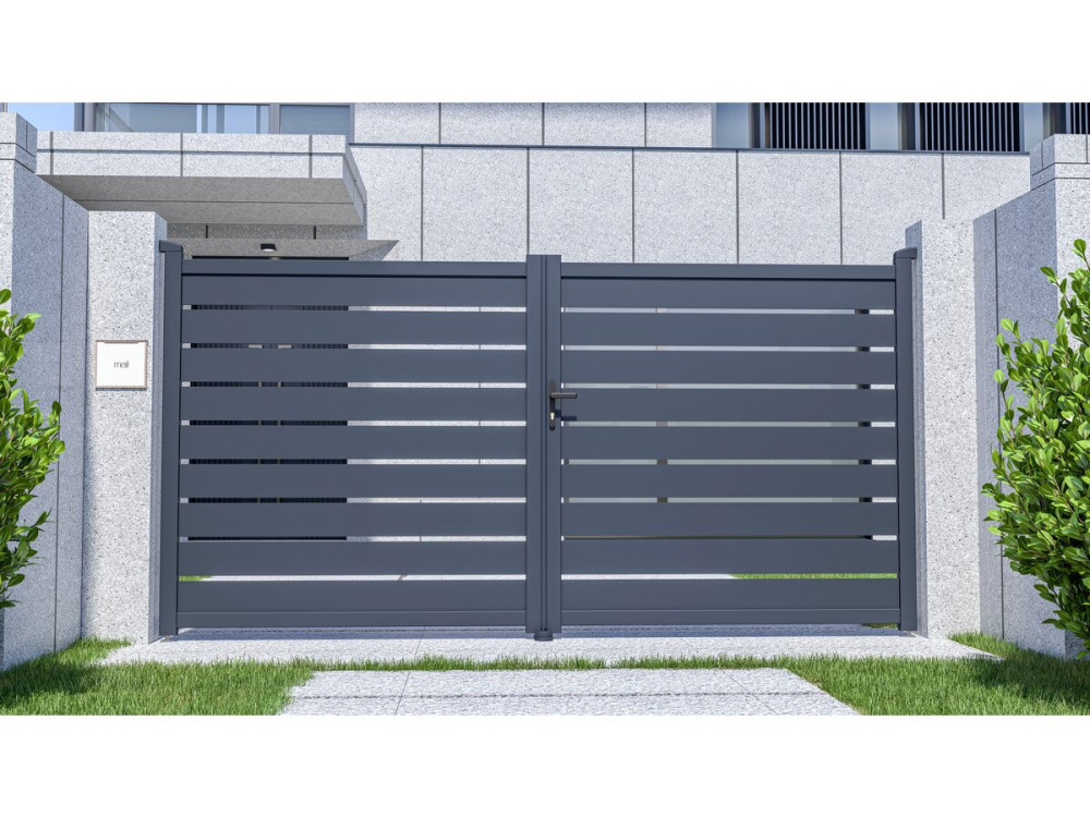 "Bastien" Aluminum Gate - 350 x 176 cm - Anthracite