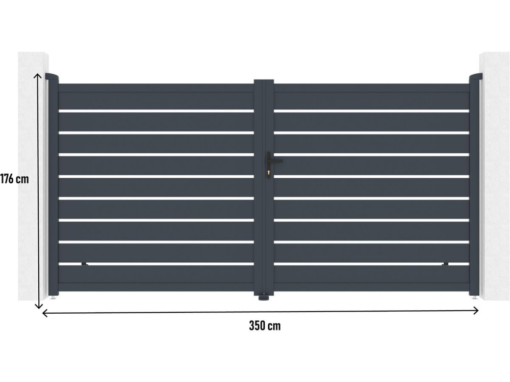 "Bastien" Aluminum Gate - 350 x 176 cm - Anthracite