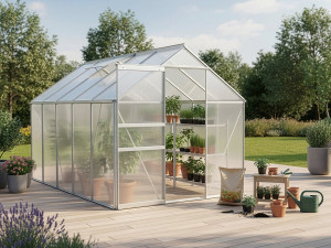 Polycarbonate garden greenhouse 310 x 190 x 195 cm "Basilic" - 5,89 m² - Grey 2