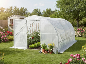 Tunnel greenhouse with door 4 x 3 m "Mimosa" - 12 m² - 180g - White 2