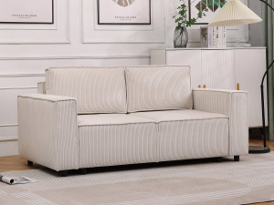 Montaigne S" straight corduroy sofa bed - 2 seater - Beige 2
