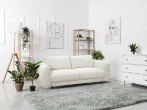 Saint Germain S" straight sofa in chenille fabric - 3 seater - Beige 2