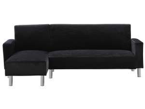 Angled Reversible Fabric Corner Sofa "Rio" - Black 2