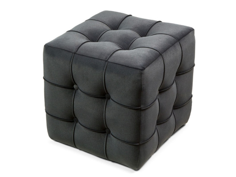 Lizbon" velvet pouffe - 42 x 42 x 42 cm - Grey