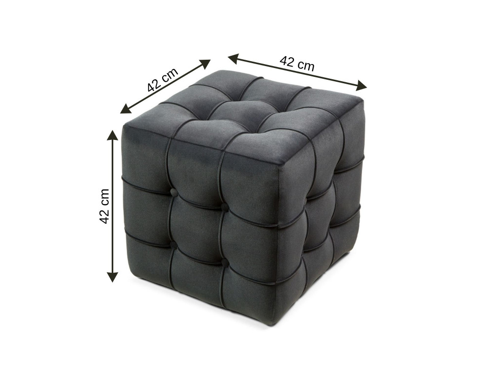 Lizbon" velvet pouffe - 42 x 42 x 42 cm - Grey