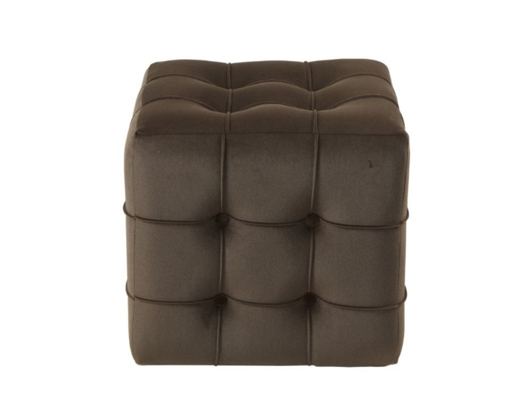 Lizbon" velvet pouffe - 42 x 42 x 42 cm - Brown