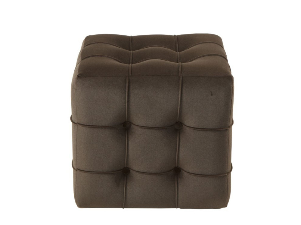 Lizbon" velvet pouffe - 42 x 42 x 42 cm - Brown