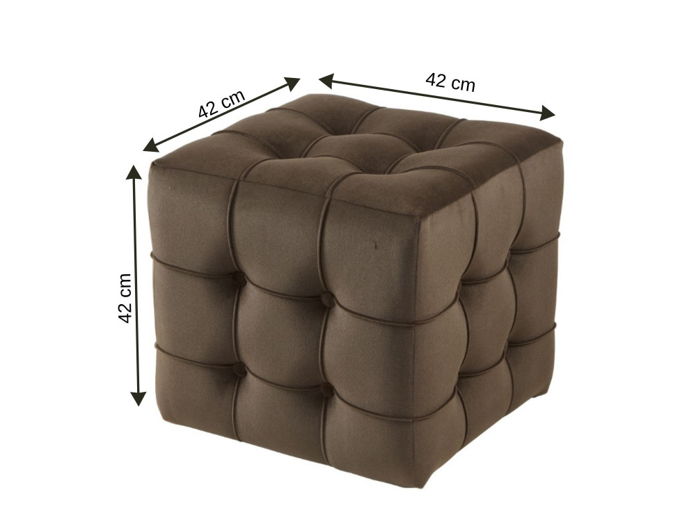 Lizbon" velvet pouffe - 42 x 42 x 42 cm - Brown